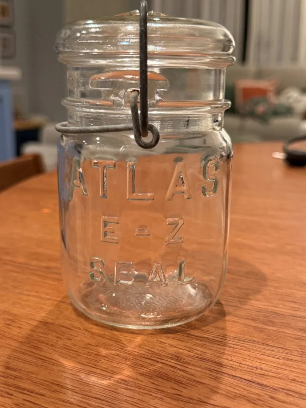 Vintage Atlas E-Z Seal Glass Canning Jar Original Lid Wire Bail Hazel Atlas